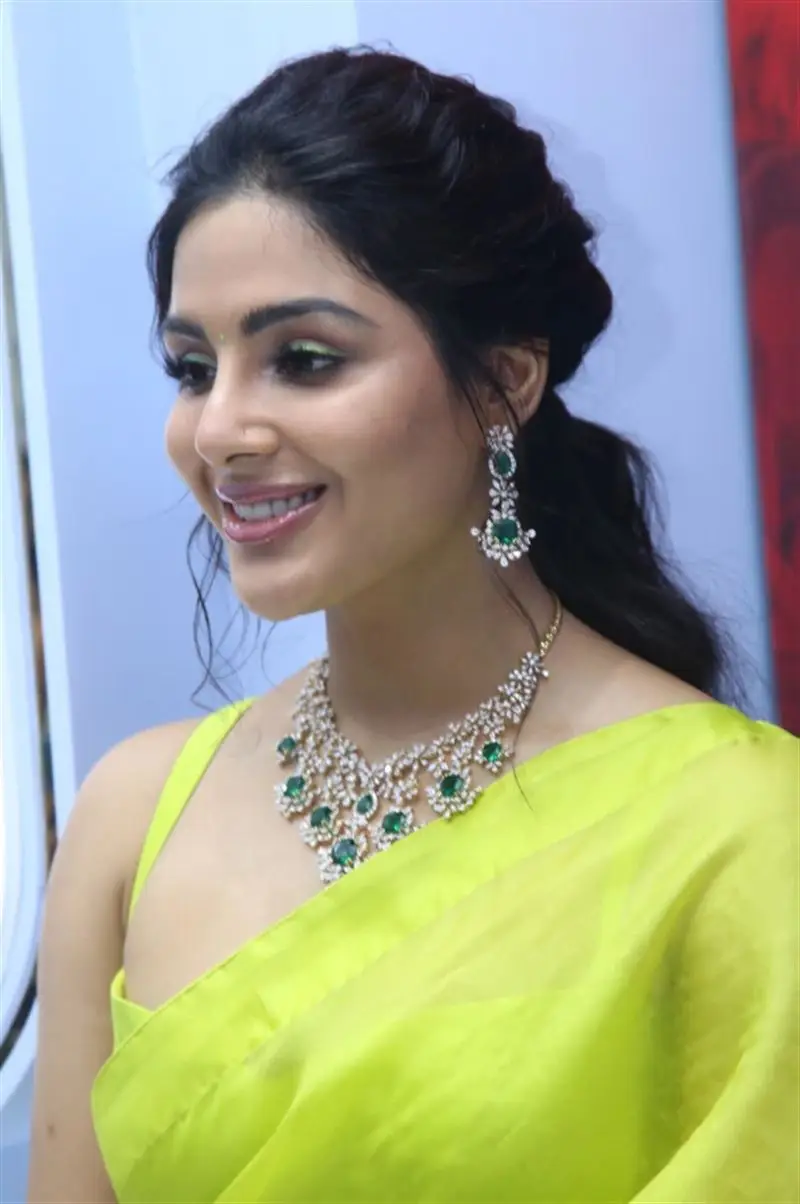 Telugu Actress Samyuktha Menon in Lemon Green Saree